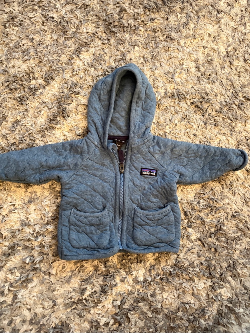 Patagonia Baby Organic Cotton Quilted Hooded Zip Up Size 3-6 months